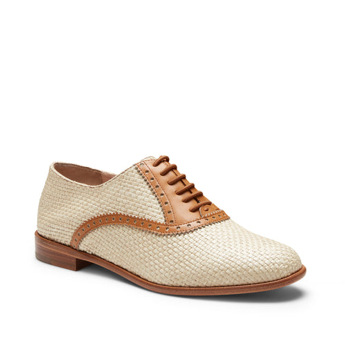 Oxfordschuh aus Stoff und Leder 