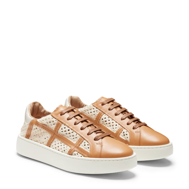 Sneaker in tessuto e pelle