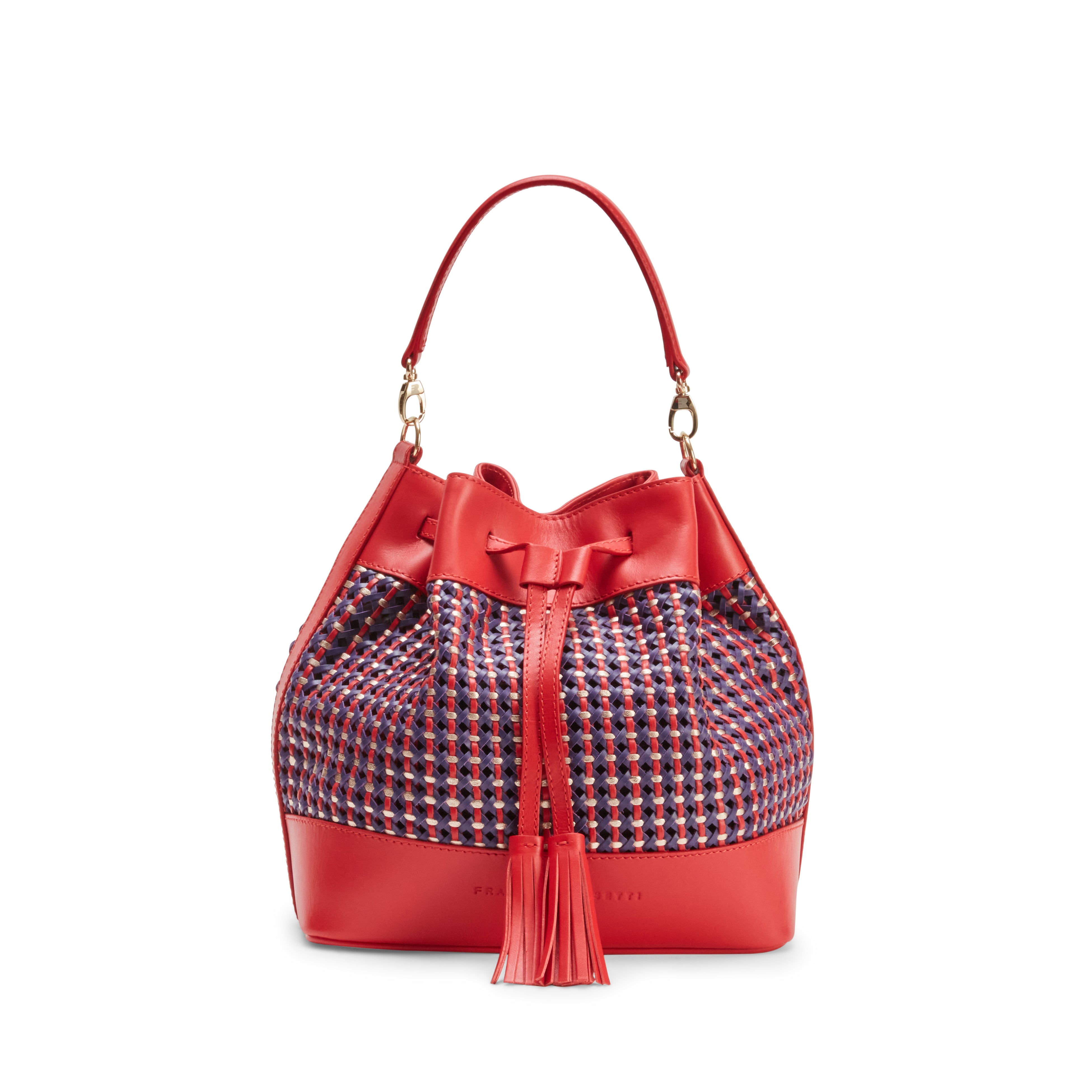 Red woven leather bucket bag | Fratelli Rossetti
