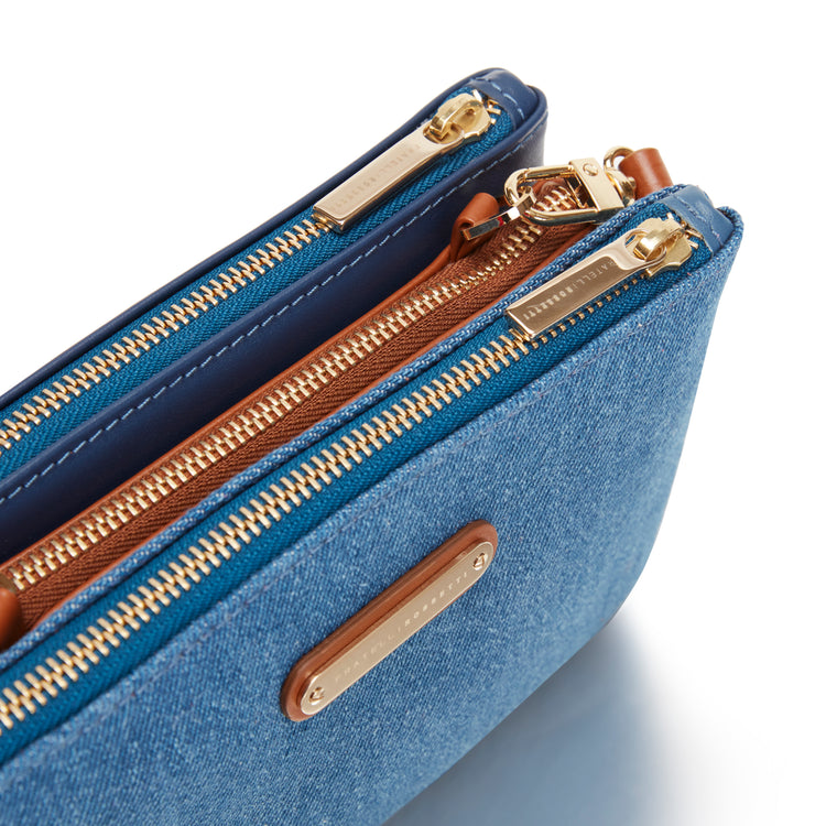 Pochette Esquire in tessuto e pelle