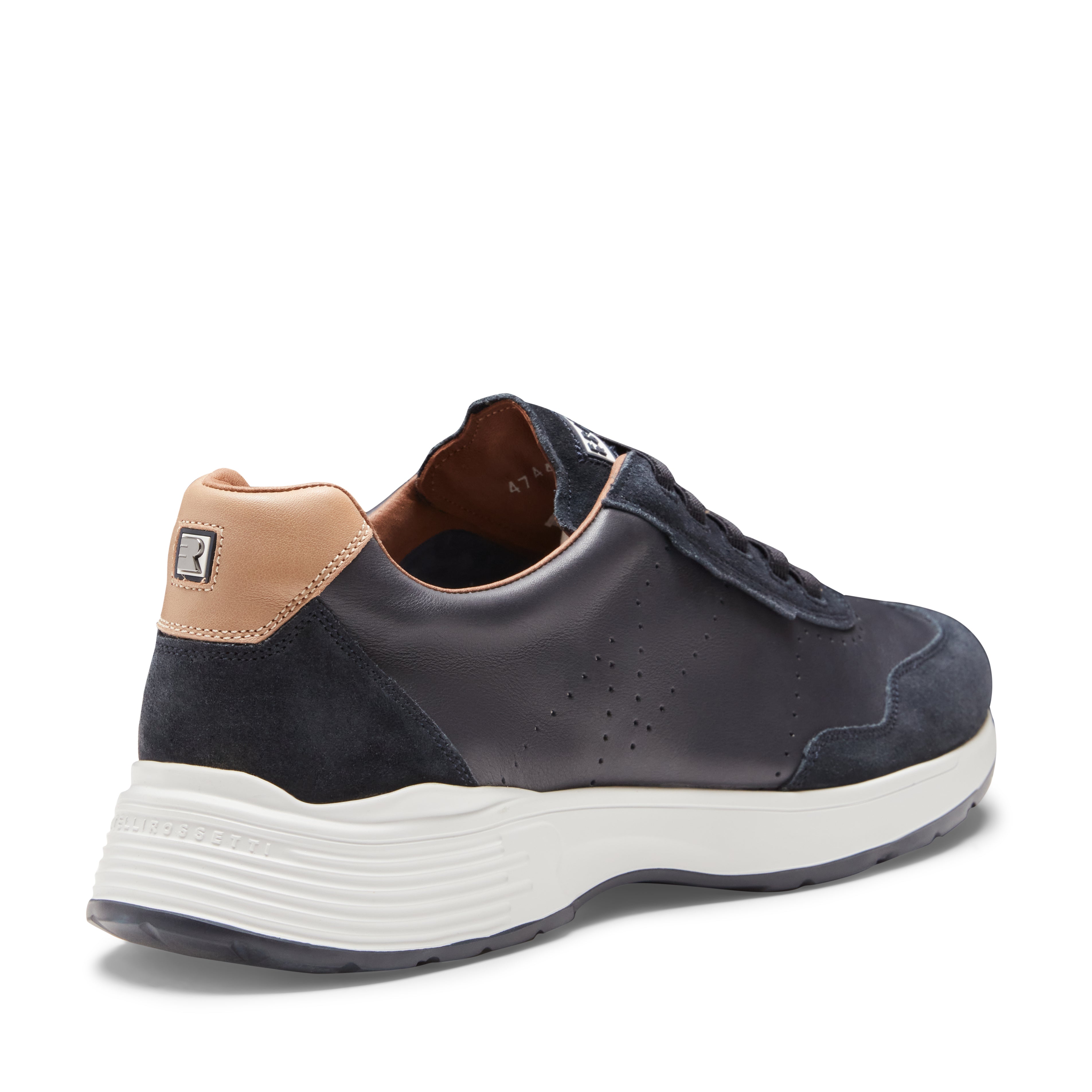 Men's Ink Blue Leather and Suede Sneaker|Fratelli Rossetti