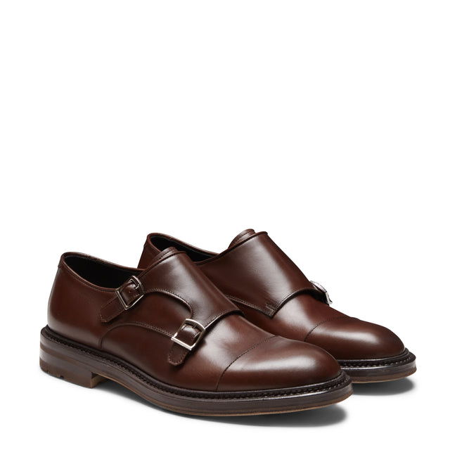 Men’s double-buckle leather Derby shoe