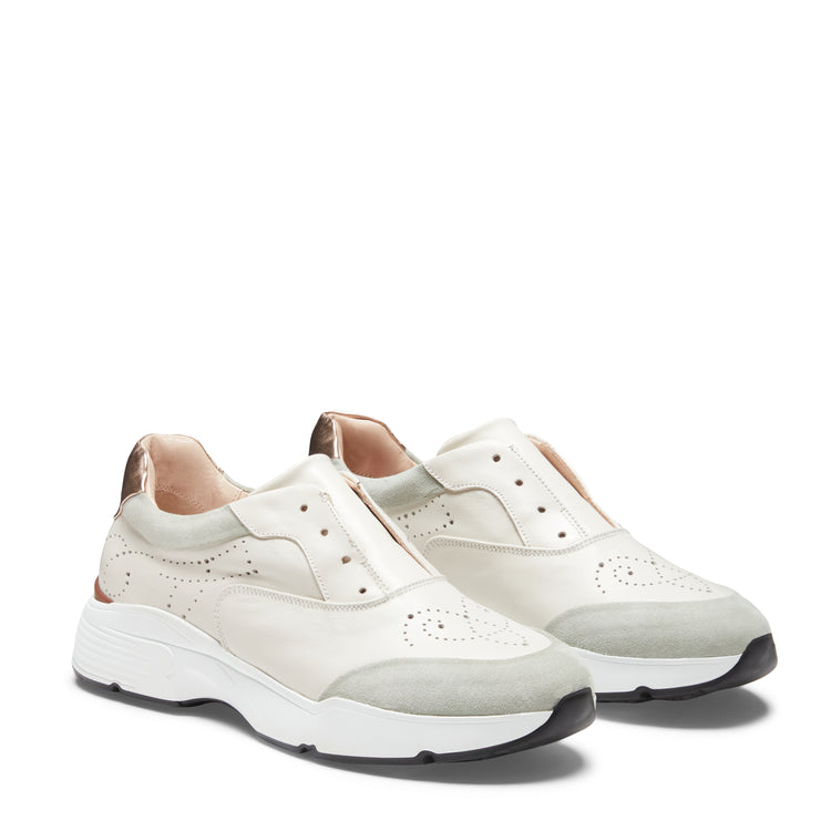 Leather and suede sneaker