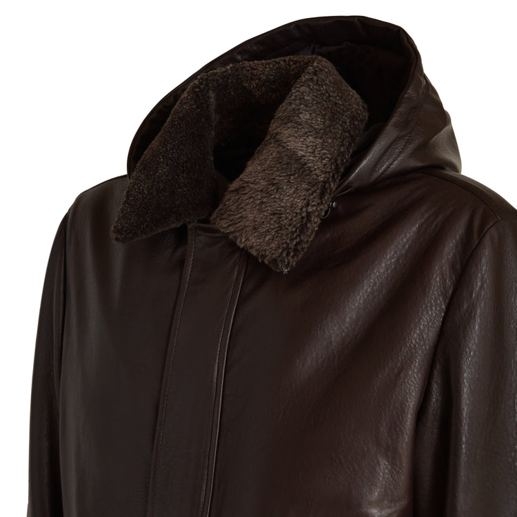 Leather caban coat