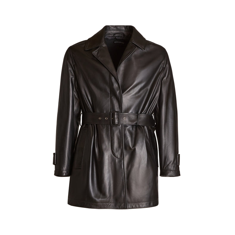 Nappa leather trench coat