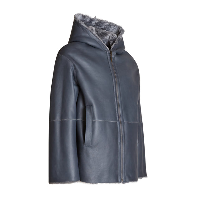 Reversible shearling jacket