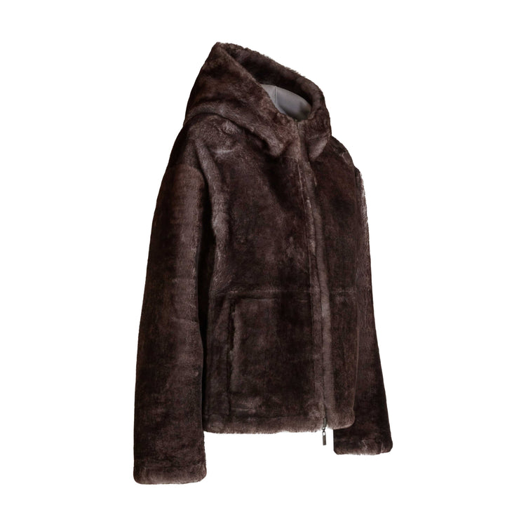 Reversible shearling bomber jacket