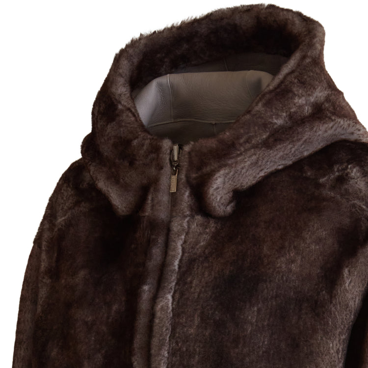 Reversible shearling bomber jacket