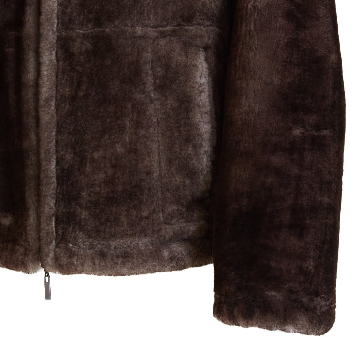 Reversible shearling bomber jacket