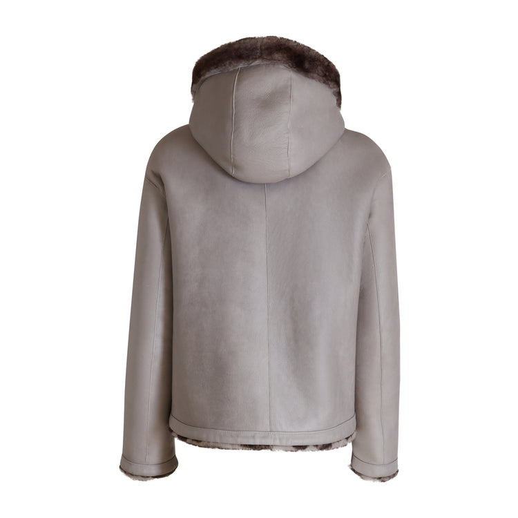 Reversible shearling bomber jacket