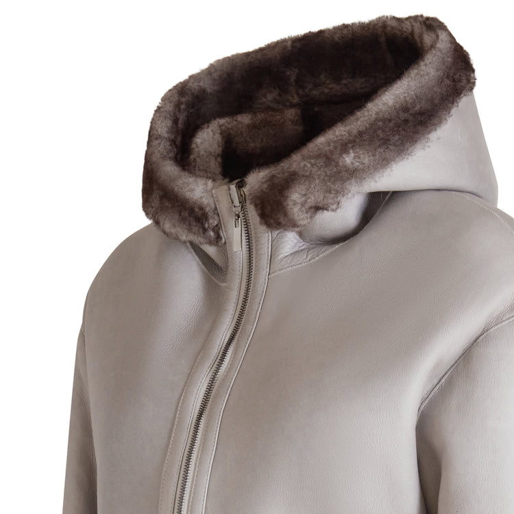 Reversible shearling bomber jacket