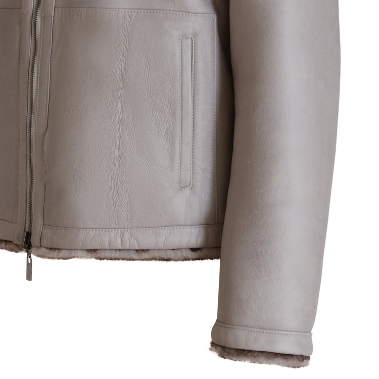 Reversible shearling bomber jacket