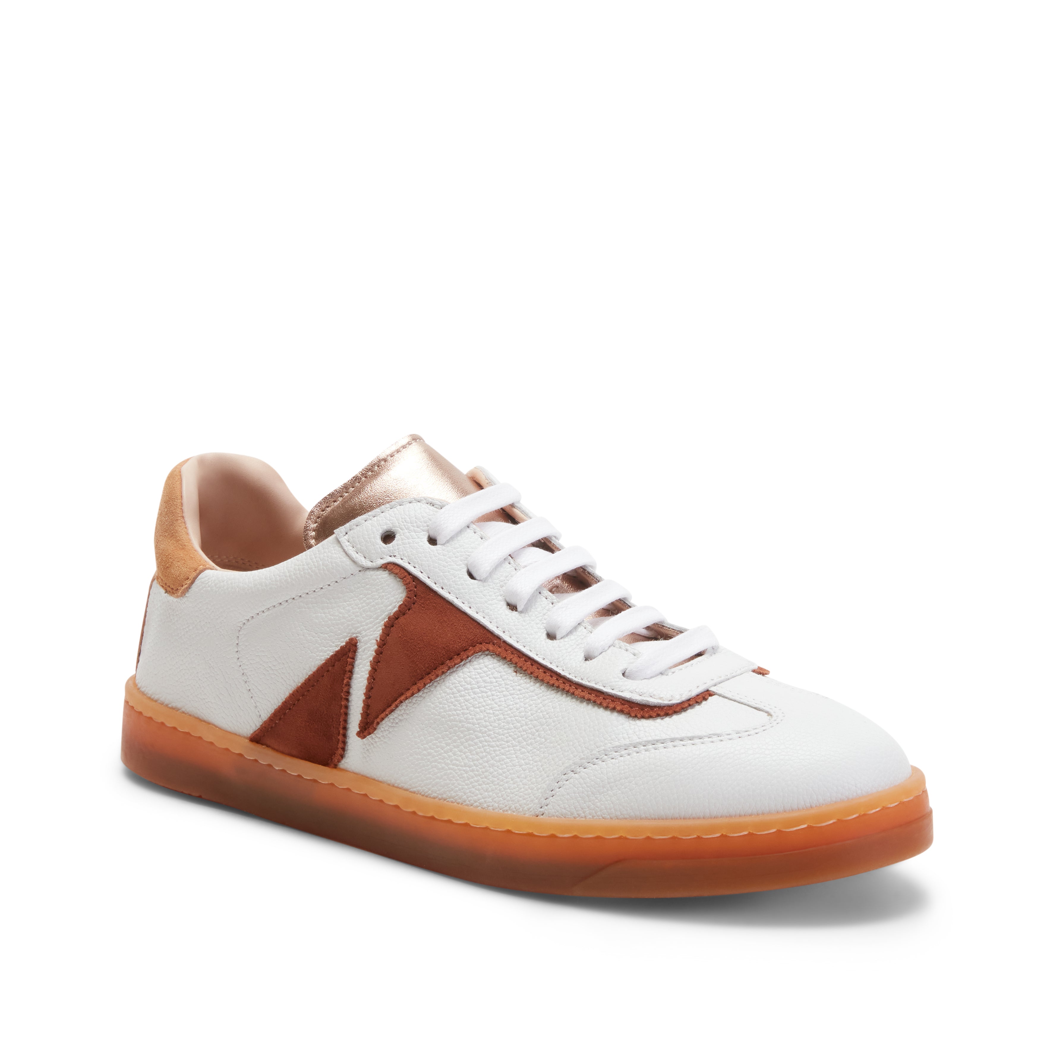 Women's milk white and almond colour leather sneaker - Fratelli