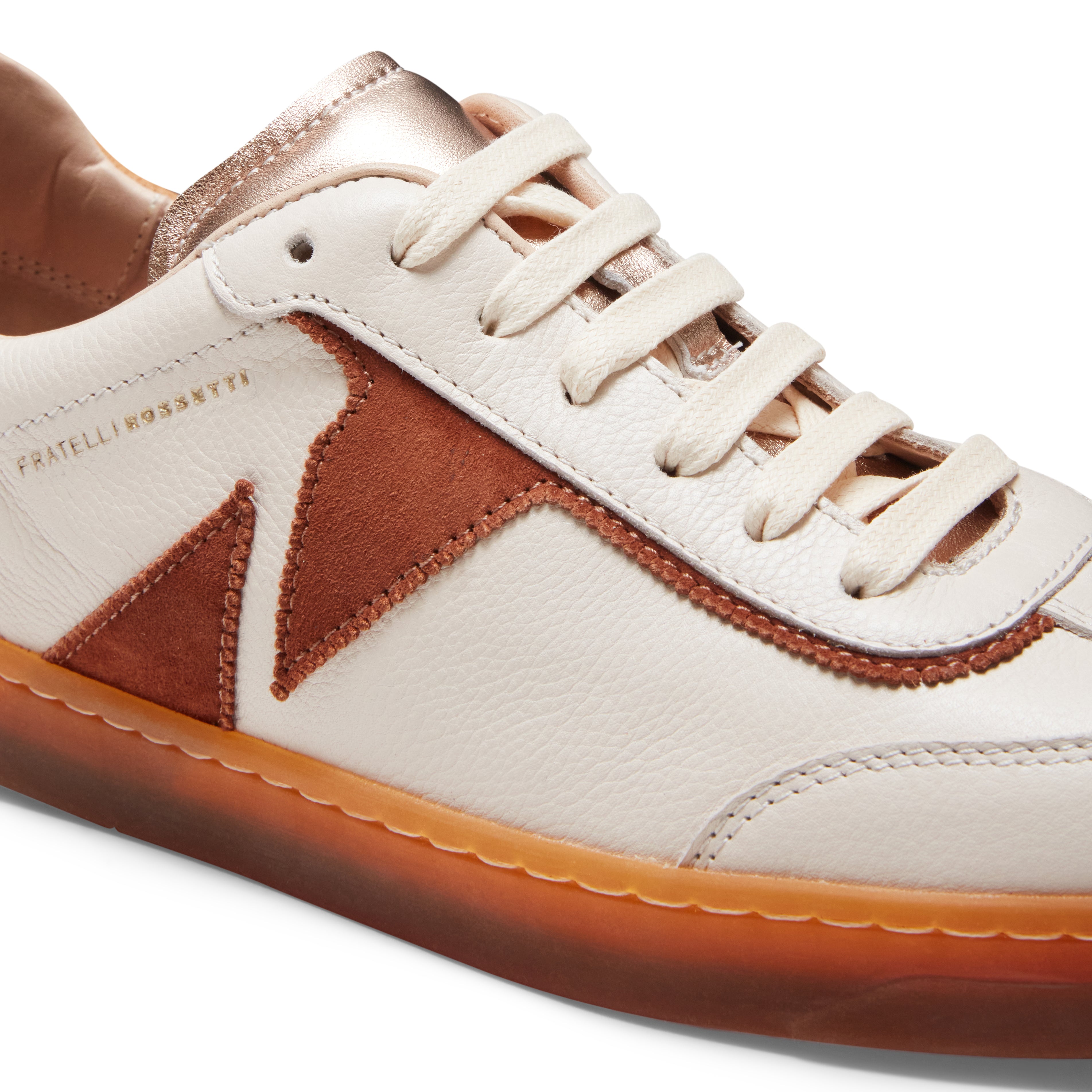 Women's milk white and almond colour leather sneaker - Fratelli