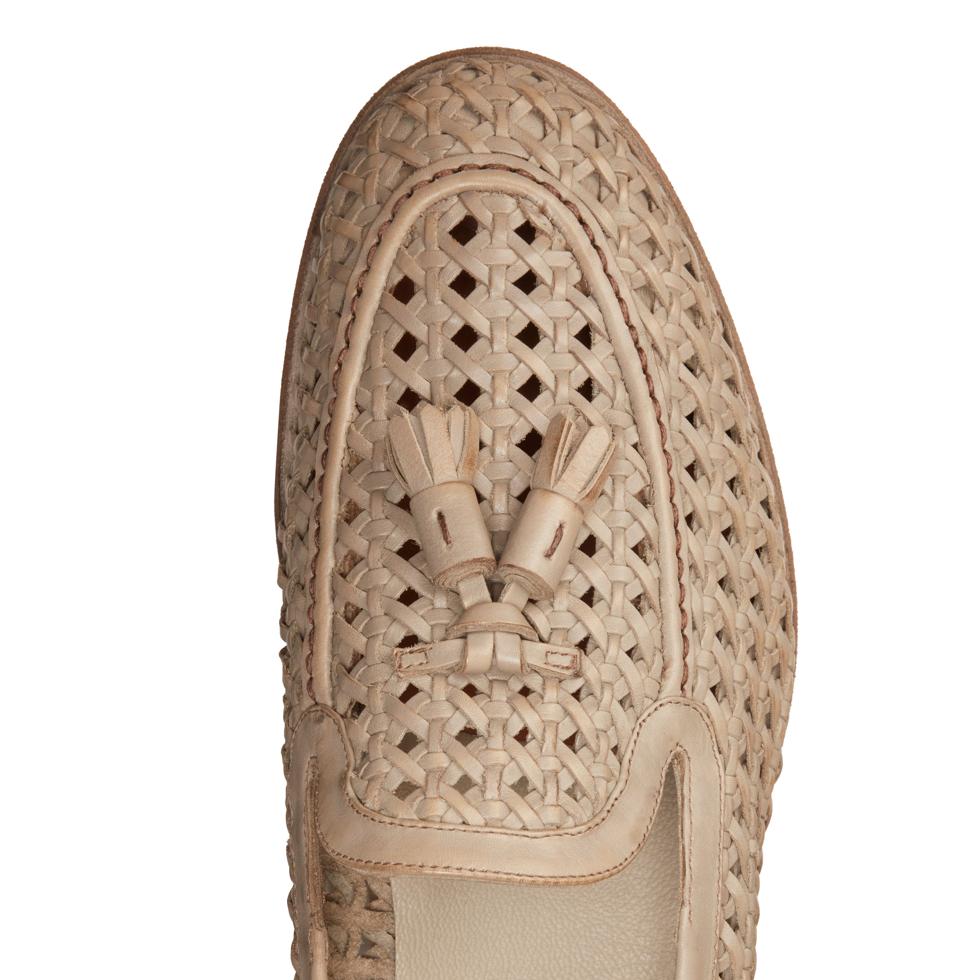 Brera loafer in olive green-coloured woven leather - Fratelli Rossetti