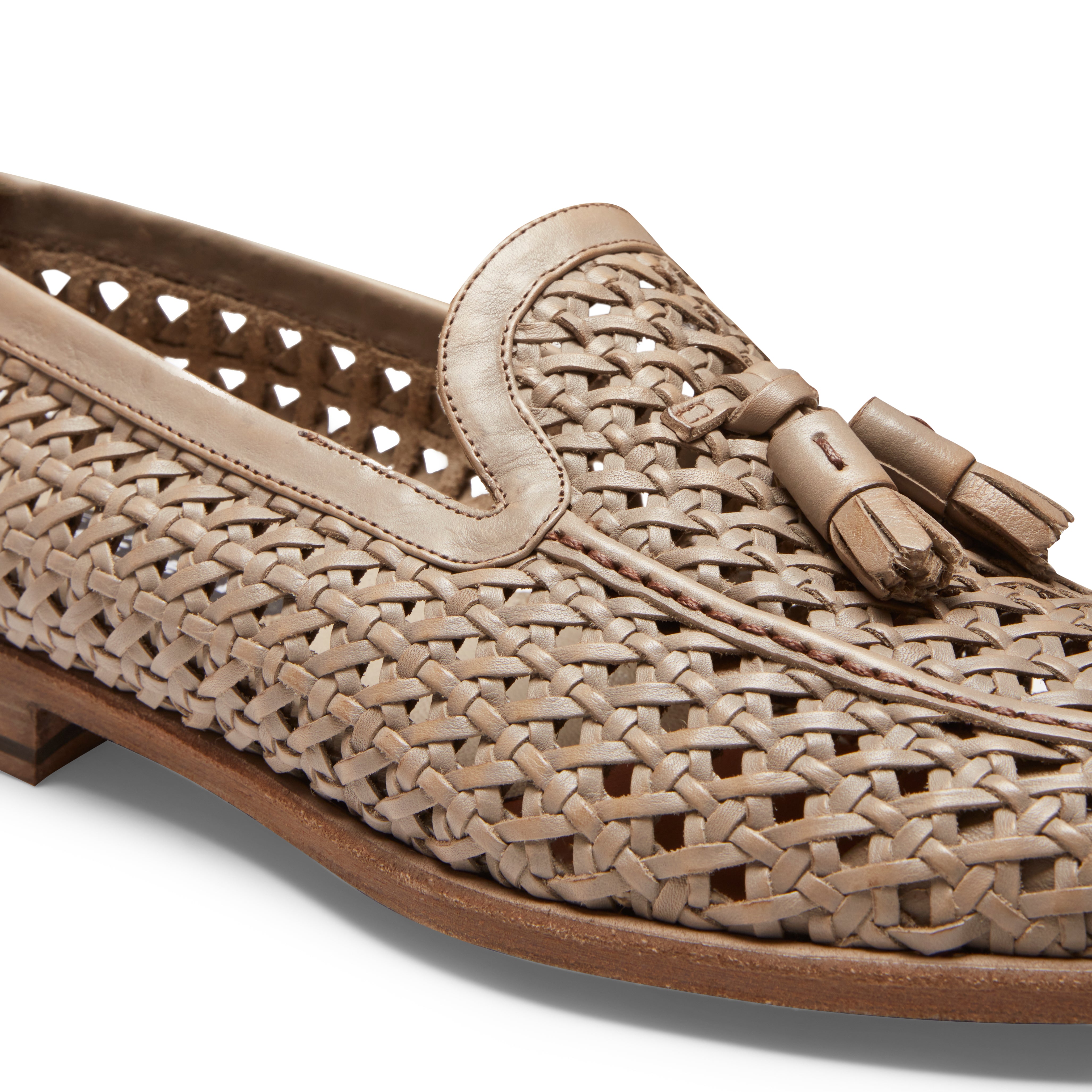 Brera loafer in olive green-coloured woven leather - Fratelli Rossetti
