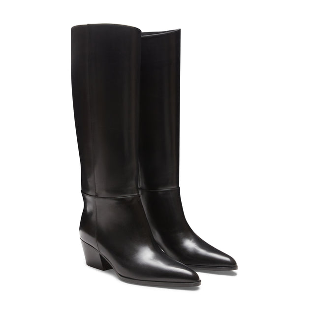 Stivale texano in pelle marrone da donna