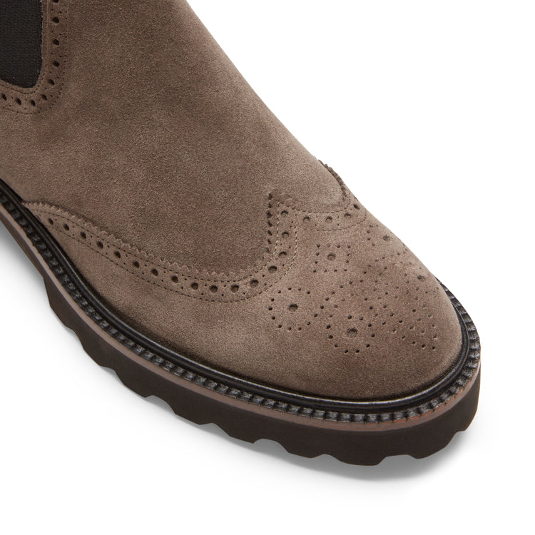 Chelsea boot brogue da donna in suede color acciaio