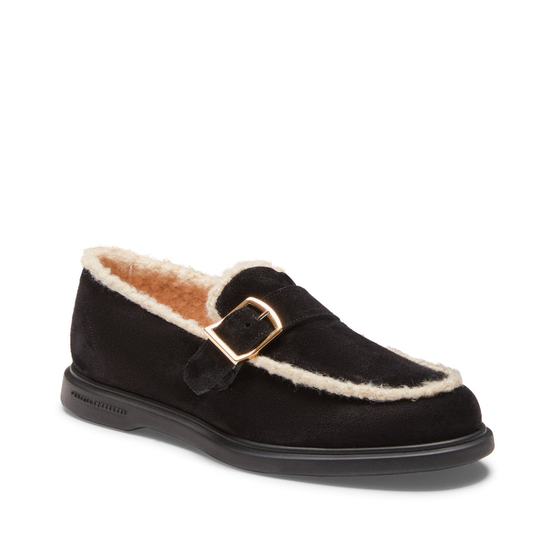 Mocassino nero in suede da donna