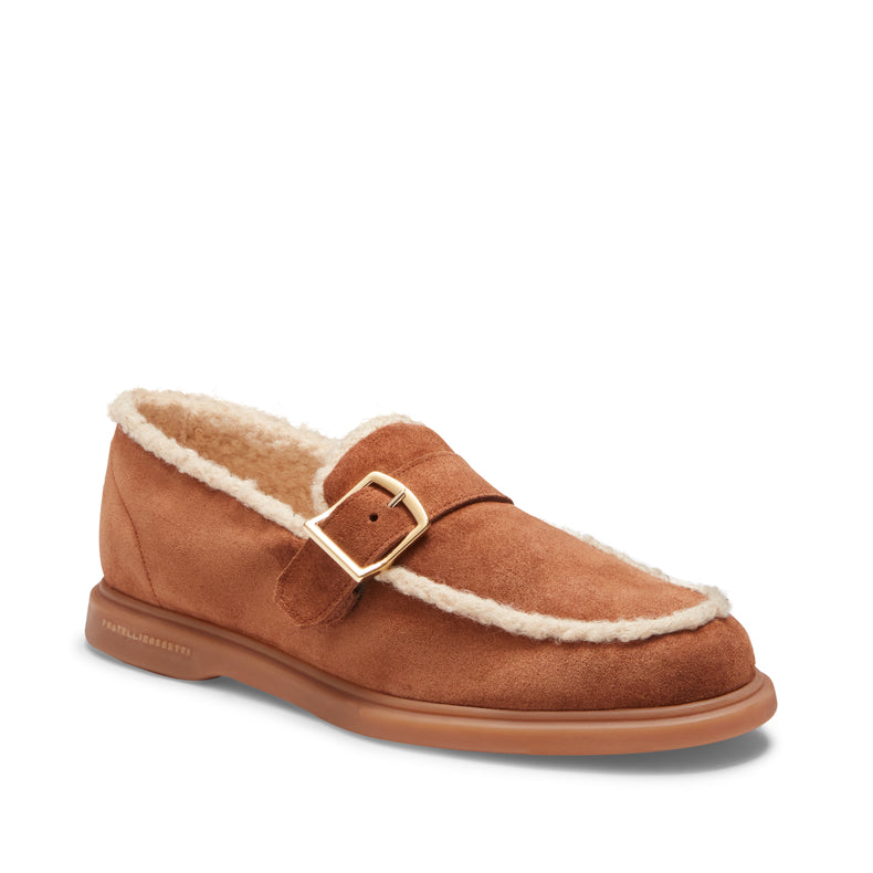 Mocassino in suede da donna color bruciato