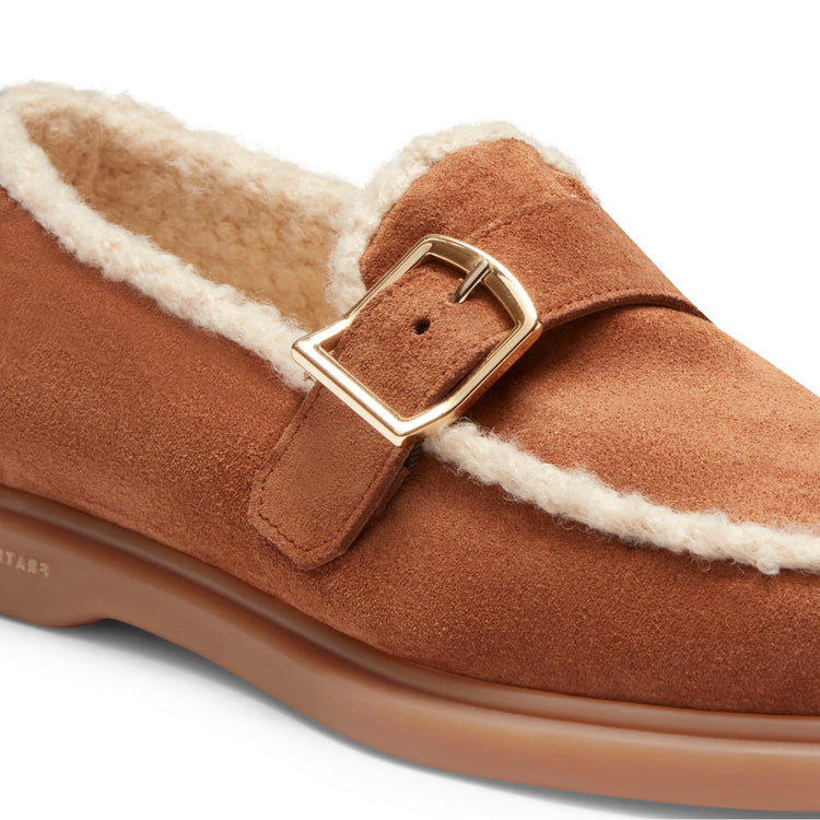 Mocassino in suede da donna color bruciato