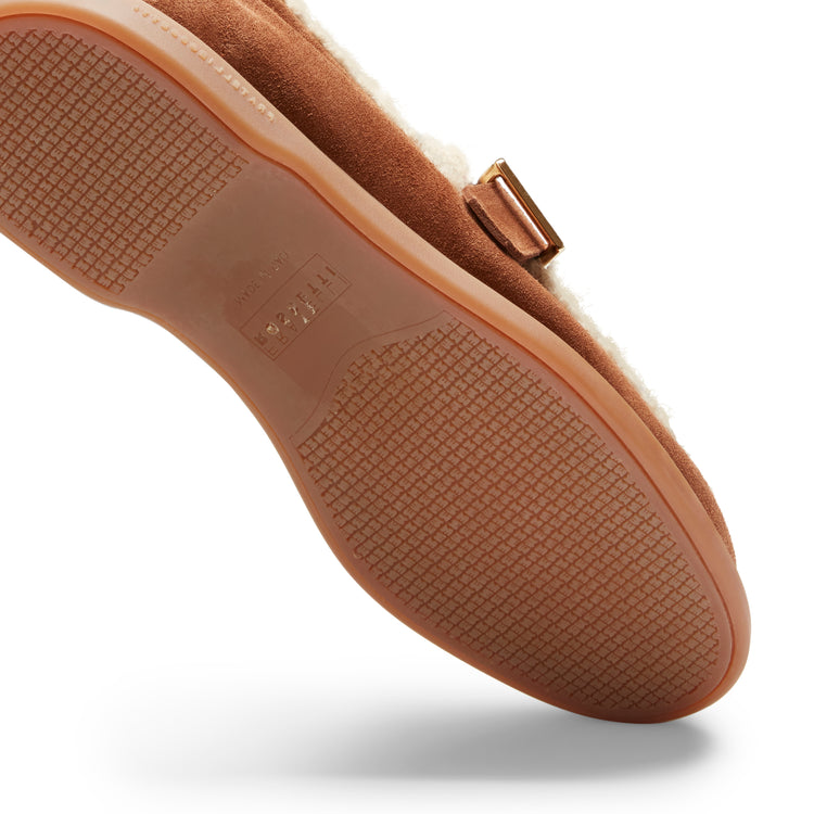 Mocassino in suede da donna color bruciato