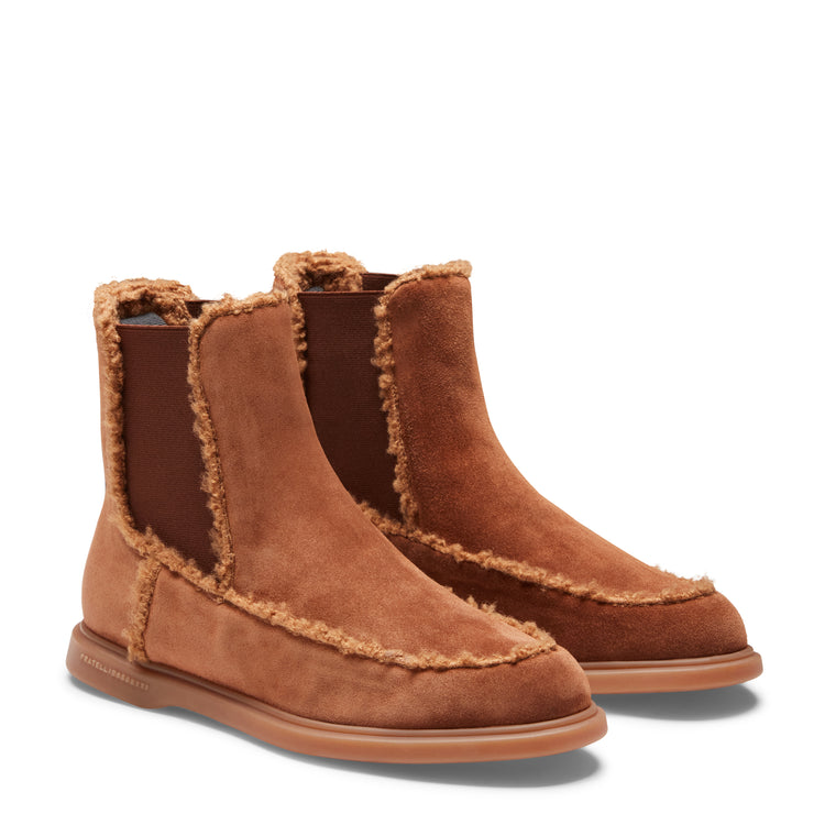 Chelsea boot in suede da donna color bruciato
