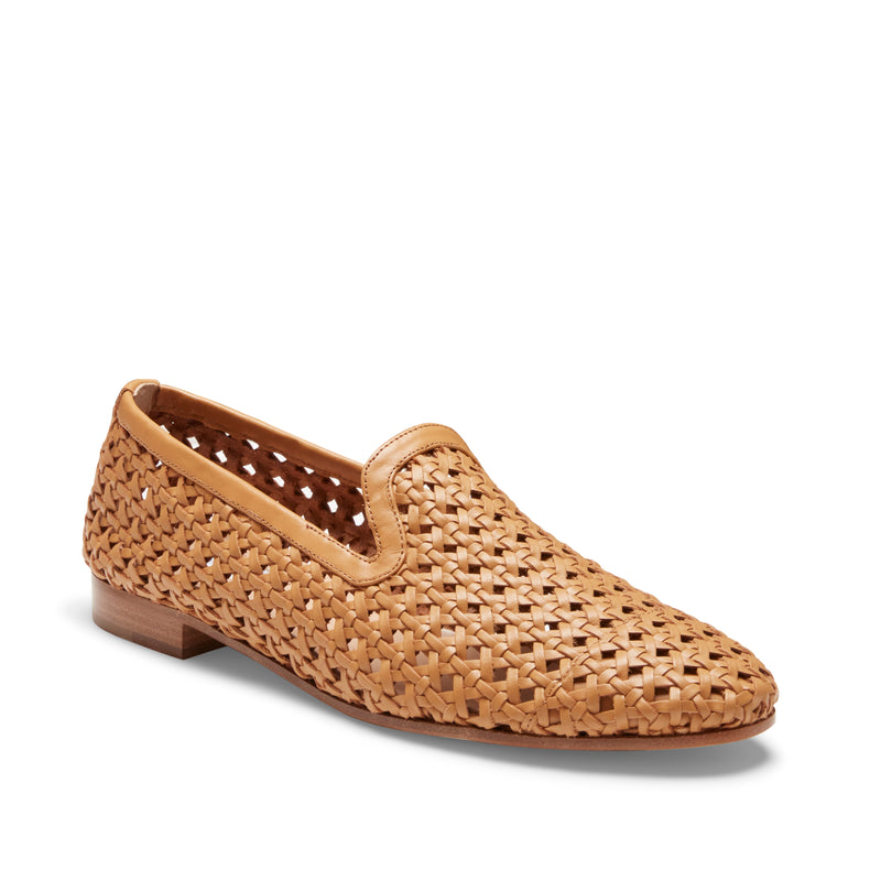 Pantufla de piel trenzada