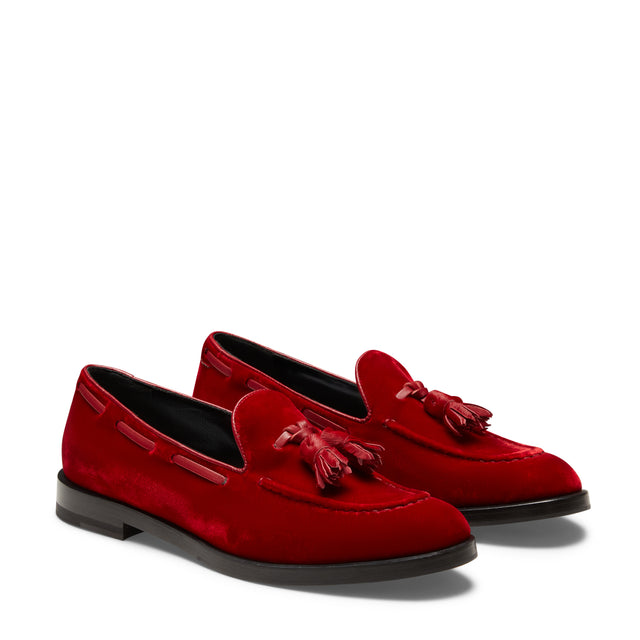 Mocassino Brera in velluto da donna rosso