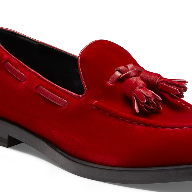Mocassino Brera in velluto da donna rosso