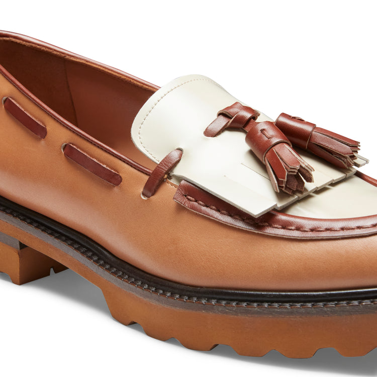 Mocassino Brera in pelle da donna noce e avorio