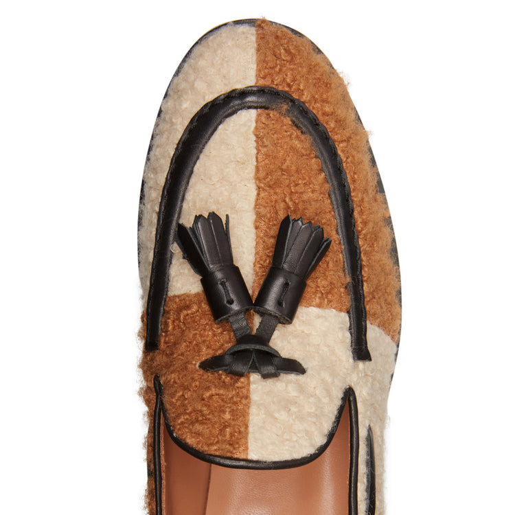 Mocassino Brera Damier da donna in tessuto e pelle bicolore
