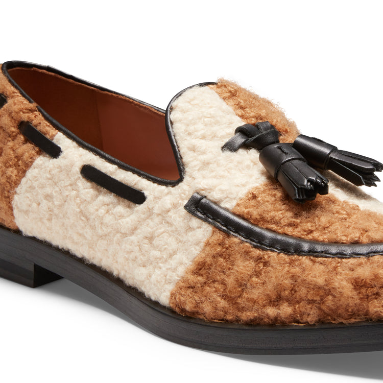Mocassino Brera Damier da donna in tessuto e pelle bicolore