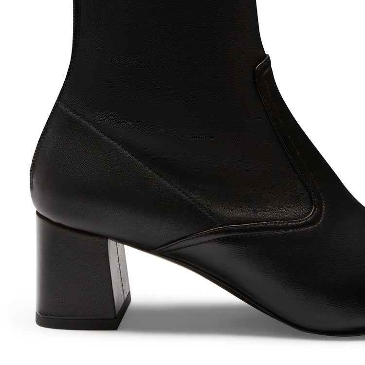 Women's black leather zip-up ankle boot