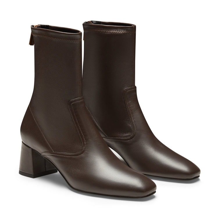Stivaletto in pelle da donna marrone