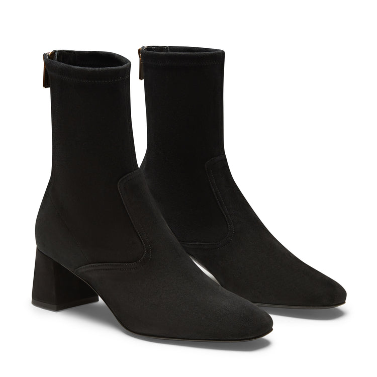 Stivaletto con zip in suede da donna nero