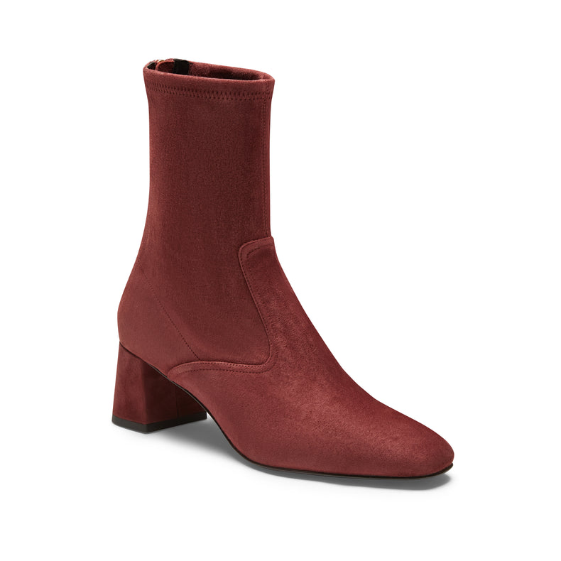 Stivaletto in suede da donna color bordeaux