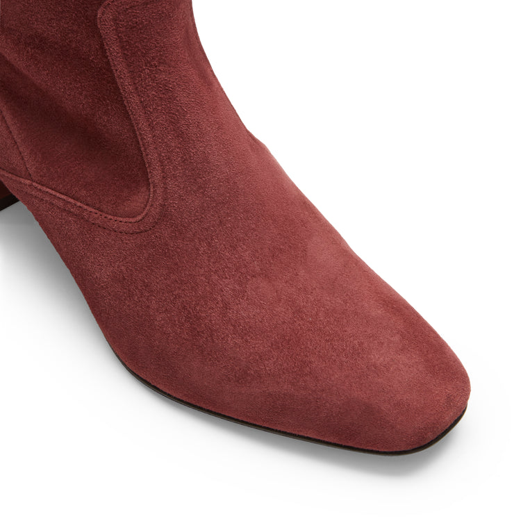 Stivaletto in suede da donna color bordeaux