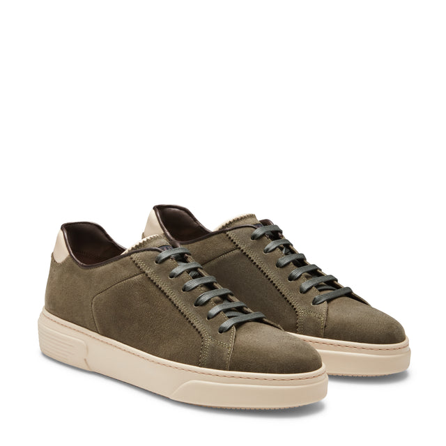 Sneaker in suede da uomo verde foresta