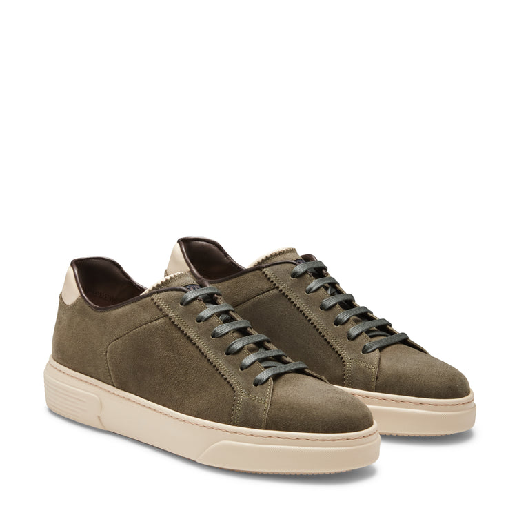 Sneaker in suede da uomo verde foresta