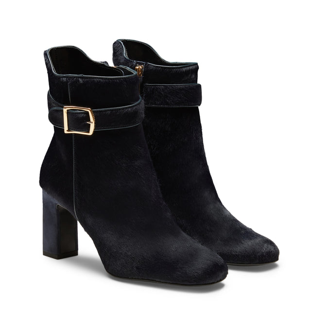 Stivaletto in pelle da donna blu marine