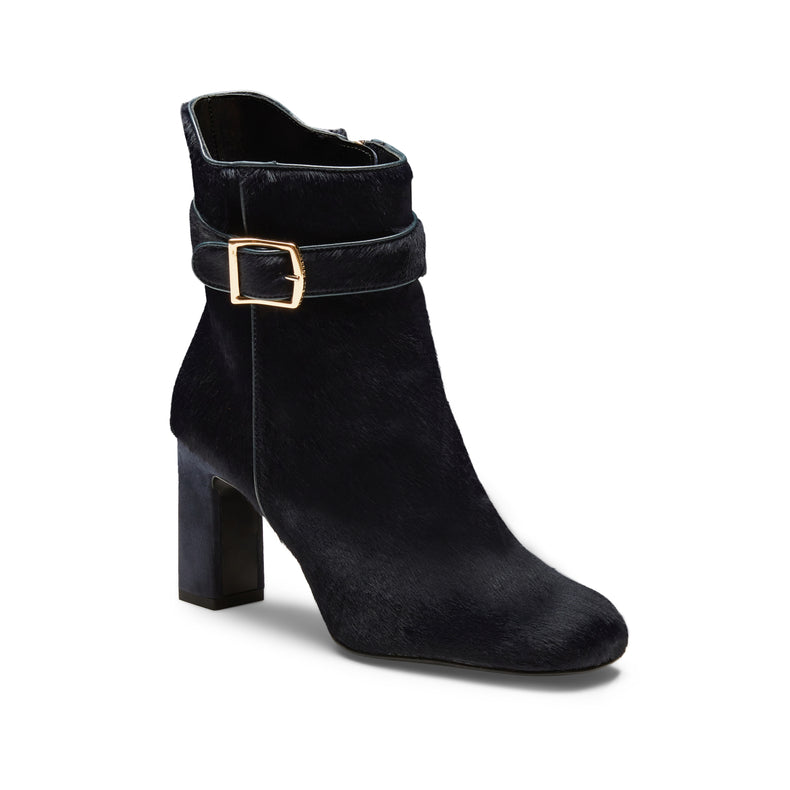 Marineblaue Damenstiefelette aus Leder