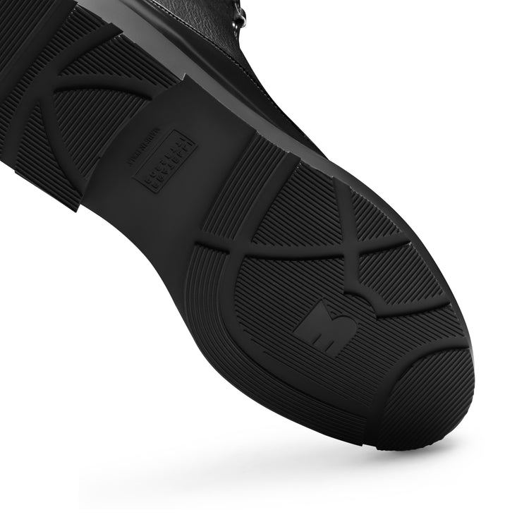 Schwarze Bi-Material-Schnürstiefelette aus Leder für Herren