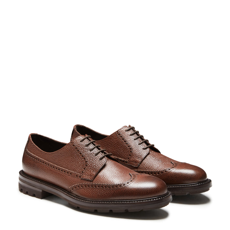 Zapato de cordones Derby Oxford de piel color almendra para hombre
