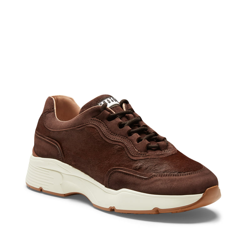 Sneakers en cuir et daim couleur châtaigne pour femmes