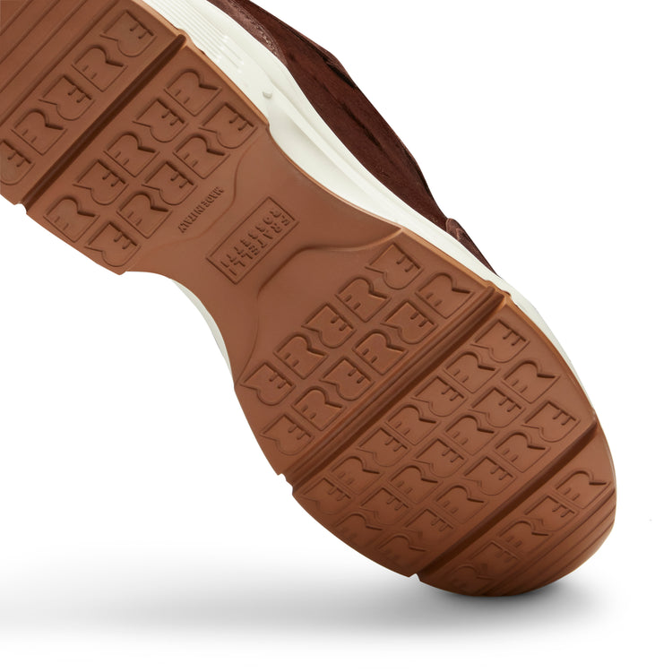 Sneakers en cuir et daim couleur châtaigne pour femmes