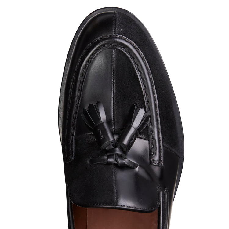 Mocassino Brera Damier nero in pelle e suede