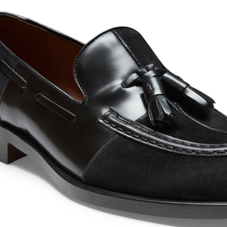Mocassino Brera Damier nero in pelle e suede
