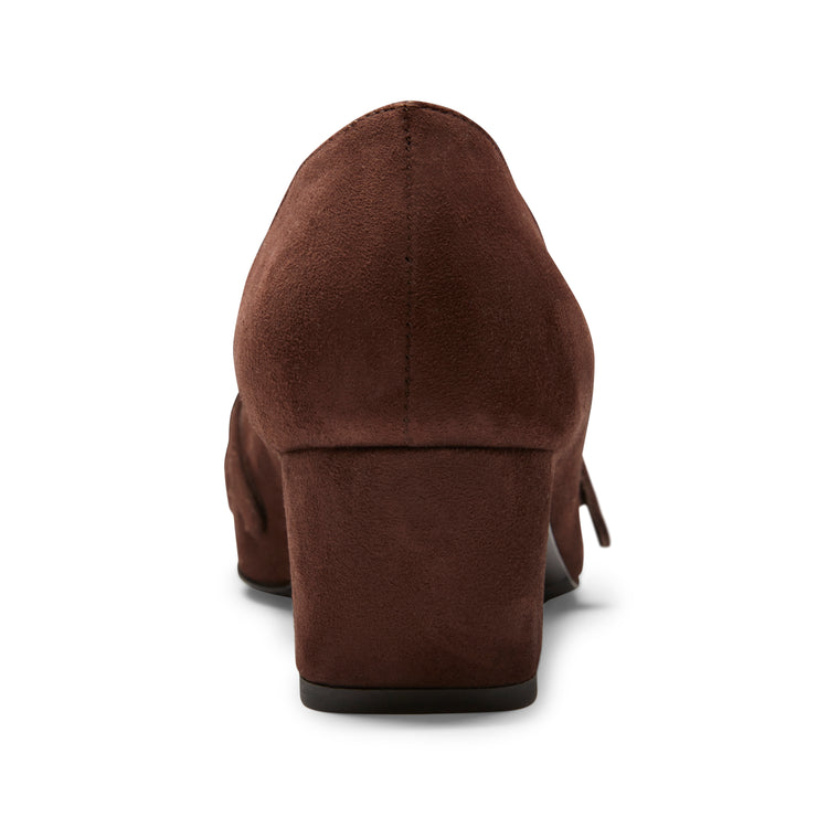 Mocassino tacco medio in suede da donna color cacao