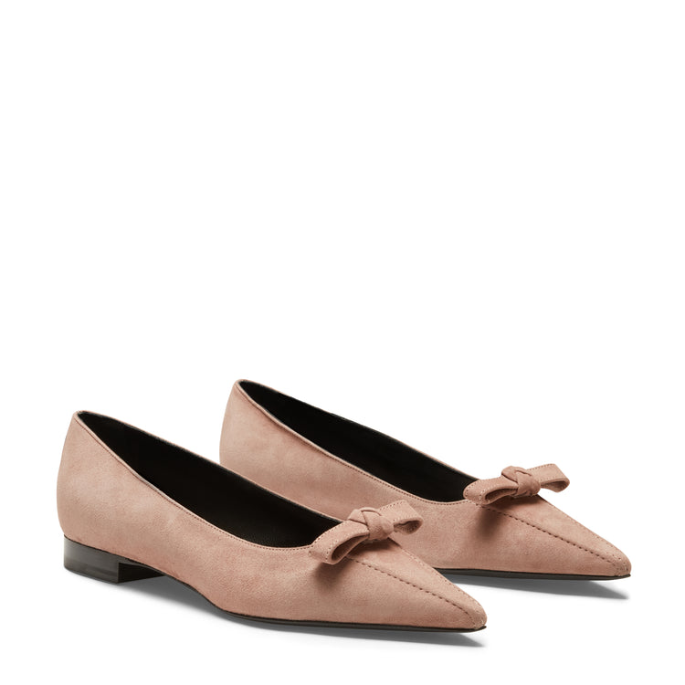 Flache Pumps aus puderrosa Wildleder